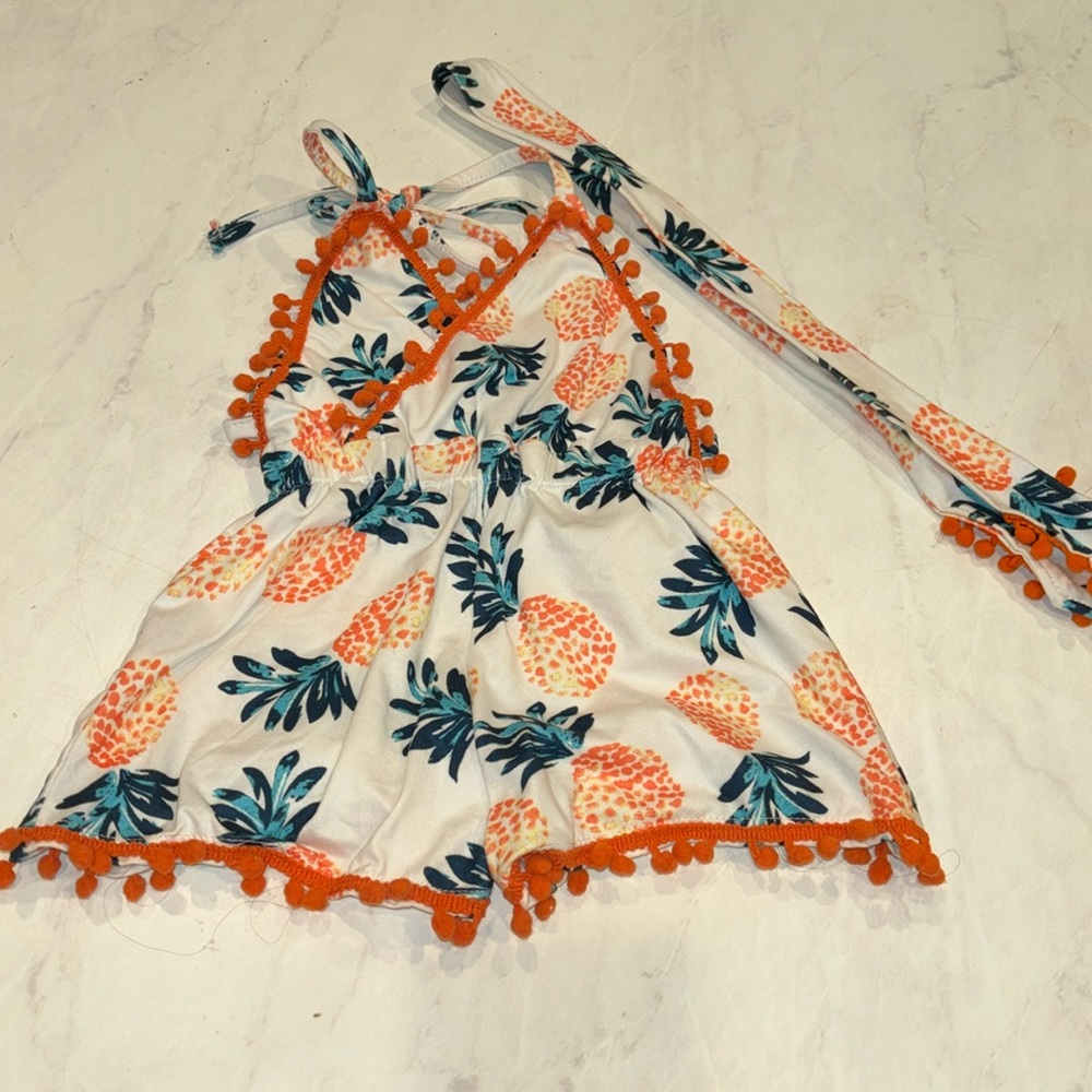 Pineapple Romper 12M with Head Scarf